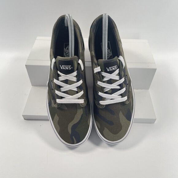 Vans Camouflage Shoes Lace Up Green Low Top Skate Sneakers Boys Youth Size 6 - Picture 5 of 10